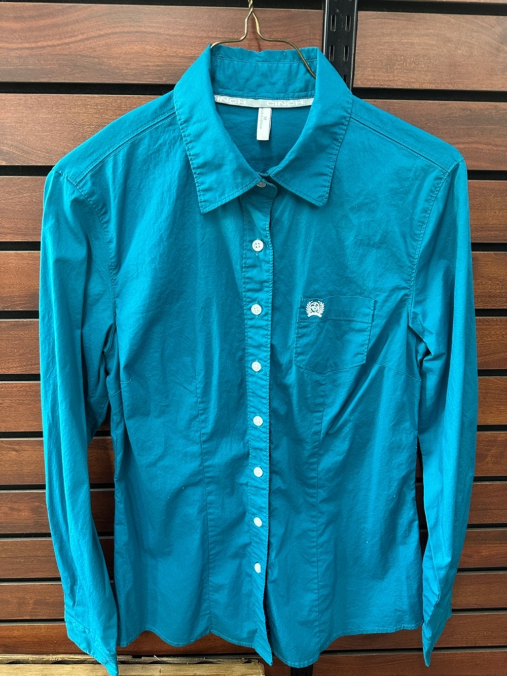 Cinch Women's Button-Down Shirt Teal Blue
